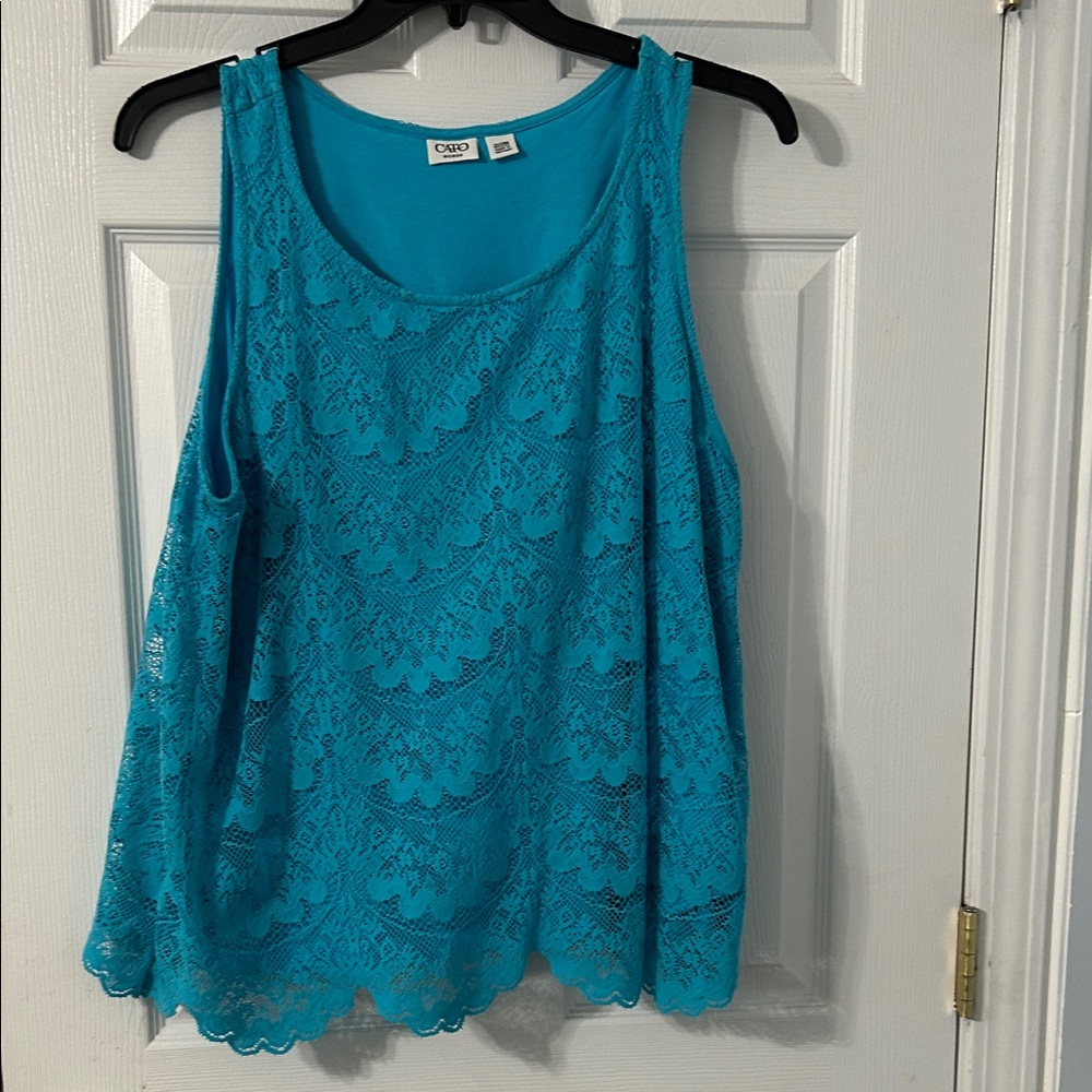 Cato Women's Blue Lace Tank Top
